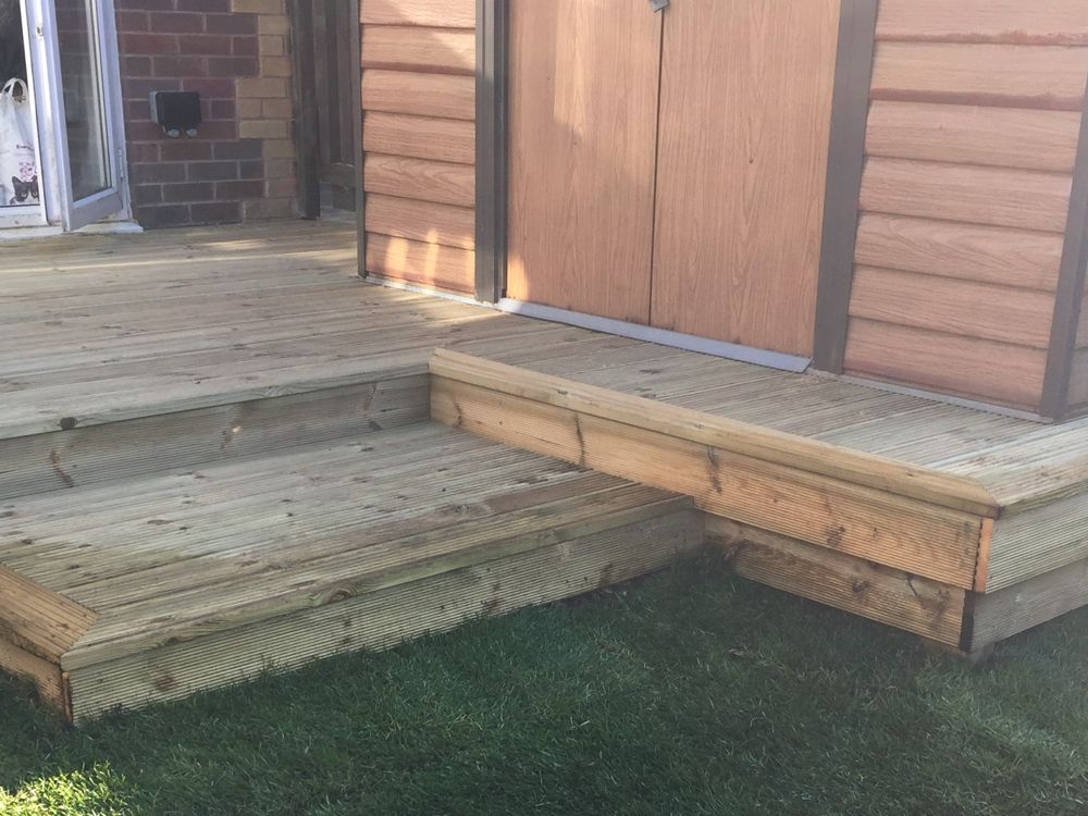 Job for Val: deck with wide steps down to the lawn